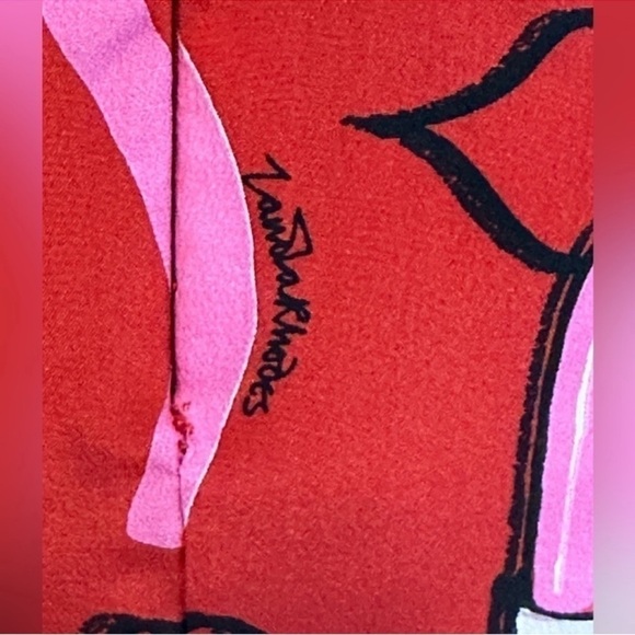 VALENTINO SILK Red Lips Lipstick Printed silk-crepe front wrap midi dress SIZE 4 - Picture 11 of 16